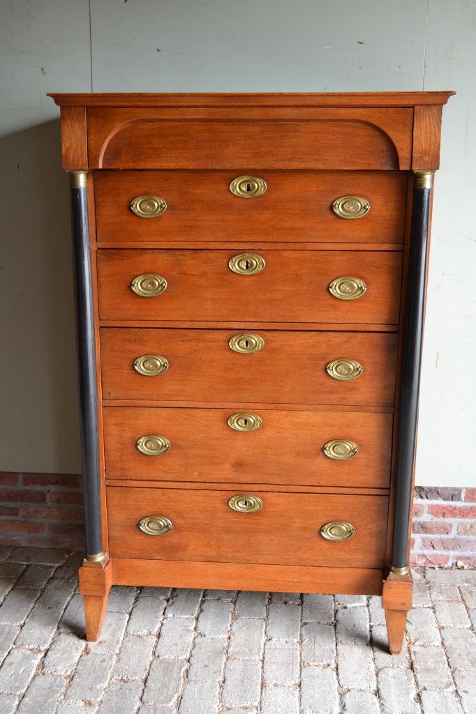 Prachtige antieke eiken houten Empire chiffoniere, ladekast., Verzenden