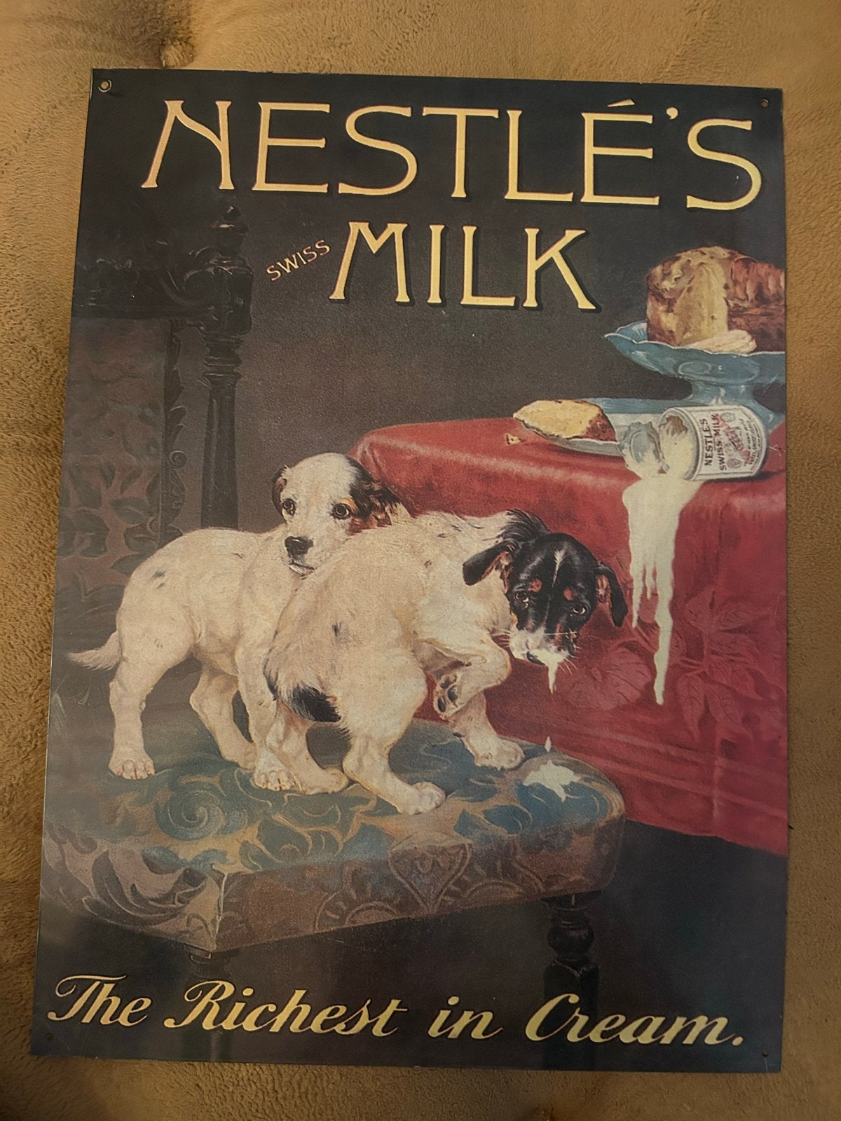Vintage Nestlé's Melk Reclamebord - "The Richest in Cream", Ophalen of Verzenden