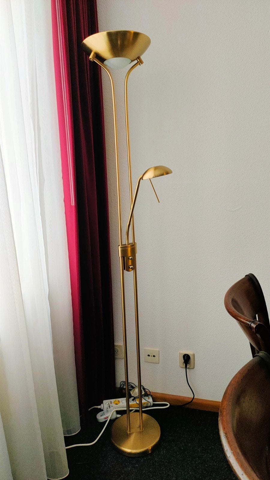 Vloerlamp / leeslamp messing goud, Huis en Inrichting, Lampen | Vloerlampen, Ophalen, 150 tot 200 cm