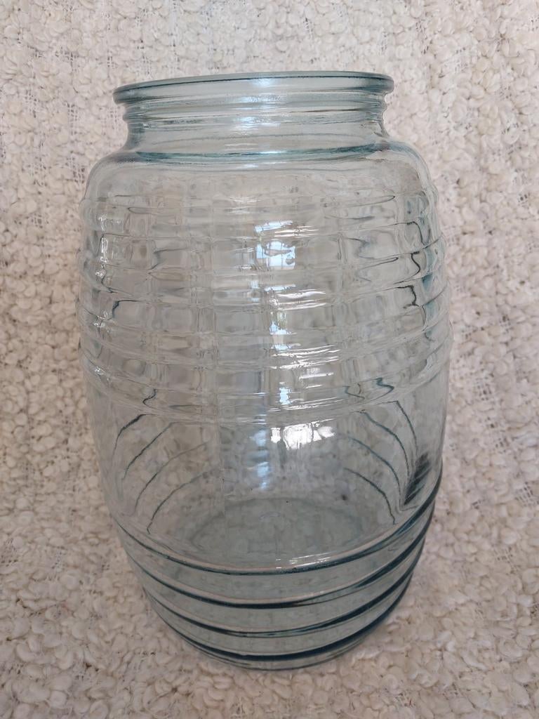 Eyecatcher: prachtige grote vaas van dik glas, Ophalen of Verzenden, Overige kleuren, Glas, Minder dan 50 cm