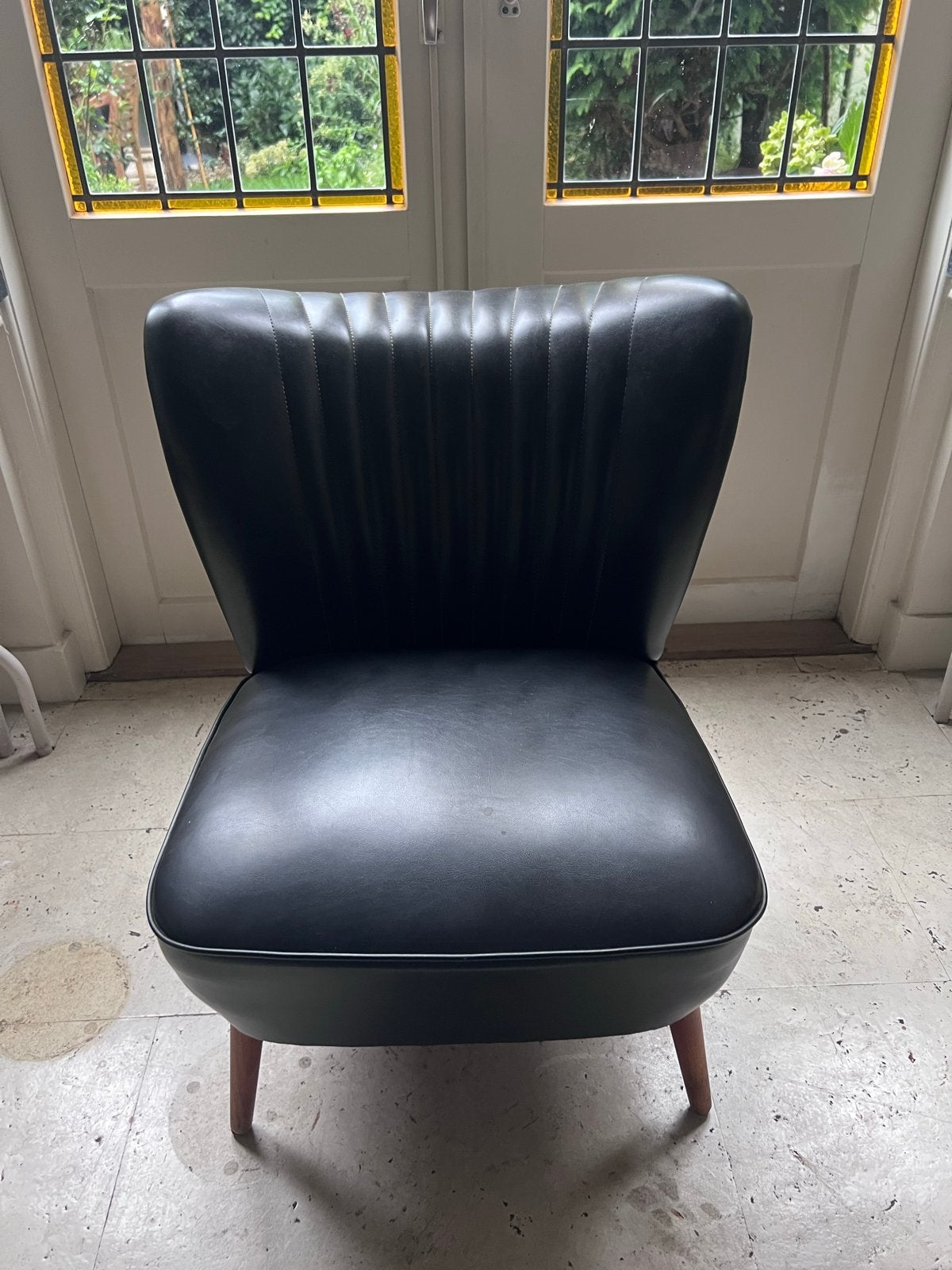 Cocktail stoel Stijlvolle zwarte fauteuil jaren 50/60, Ophalen, Zwart, Zo goed als nieuw, Eén