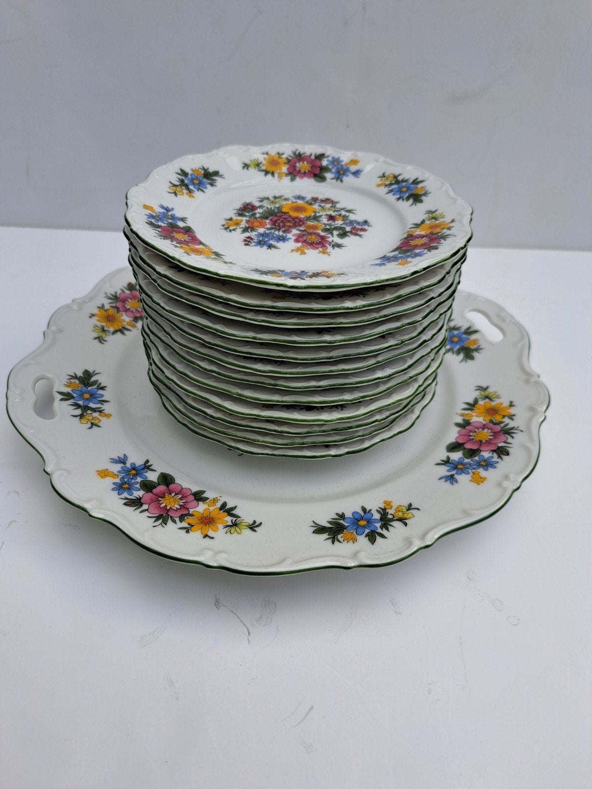 Gebaksstel Seltmann Weiden W- Germany Barock Bunte Blumen, Ophalen