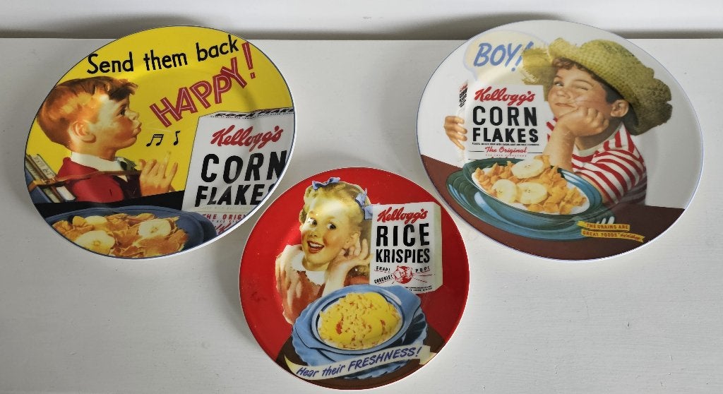 3 LEUKE "KELLOGG'S" BORDEN, Gebruikt, Ophalen of Verzenden, Bord(en), Overige stijlen