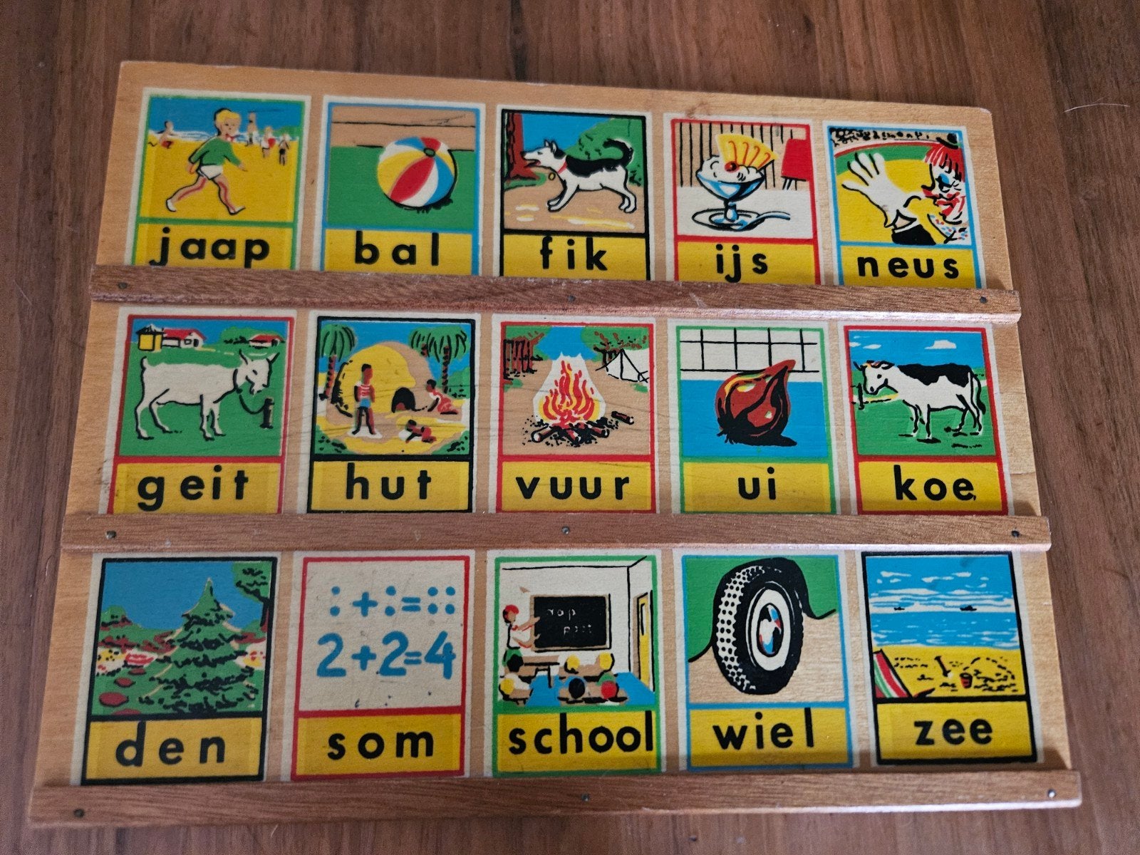 Vintage Simplex Leesplankje met letterdoos, Ophalen of Verzenden, Gebruikt, Taal en Lezen
