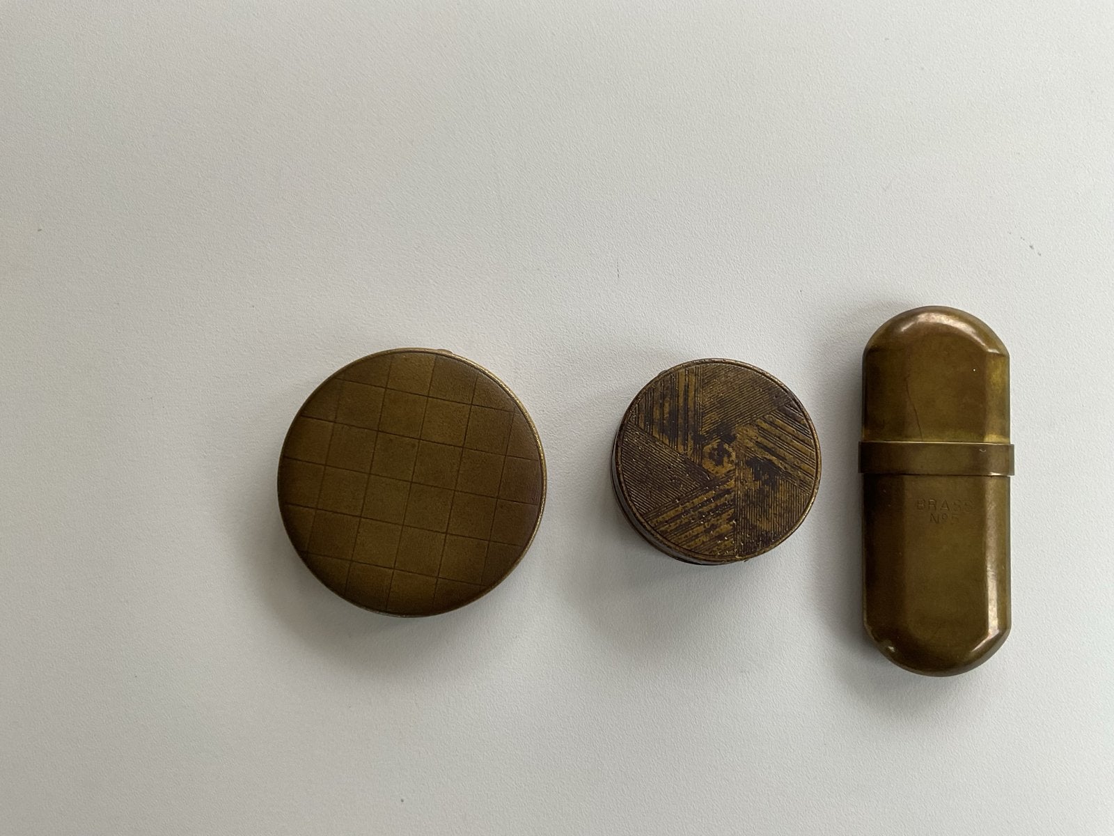 Vintage Messing Set: Poederdoosjes & Aansteker, Ophalen of Verzenden