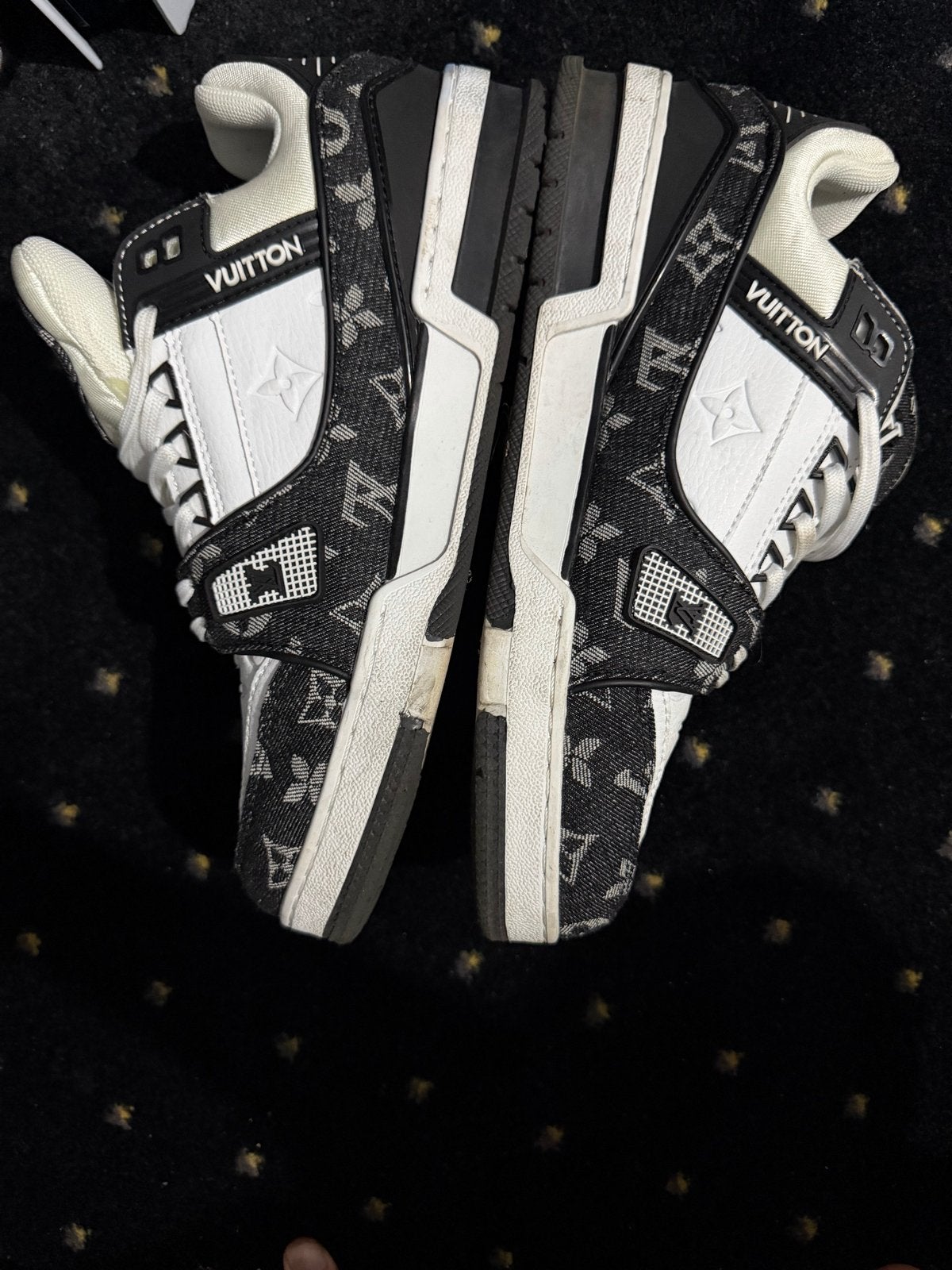 Louis Vuitton LV Trainer Sneakers Maat 43 Zwart/Wit, Ophalen, Gedragen, Zwart, Sneakers of Gympen