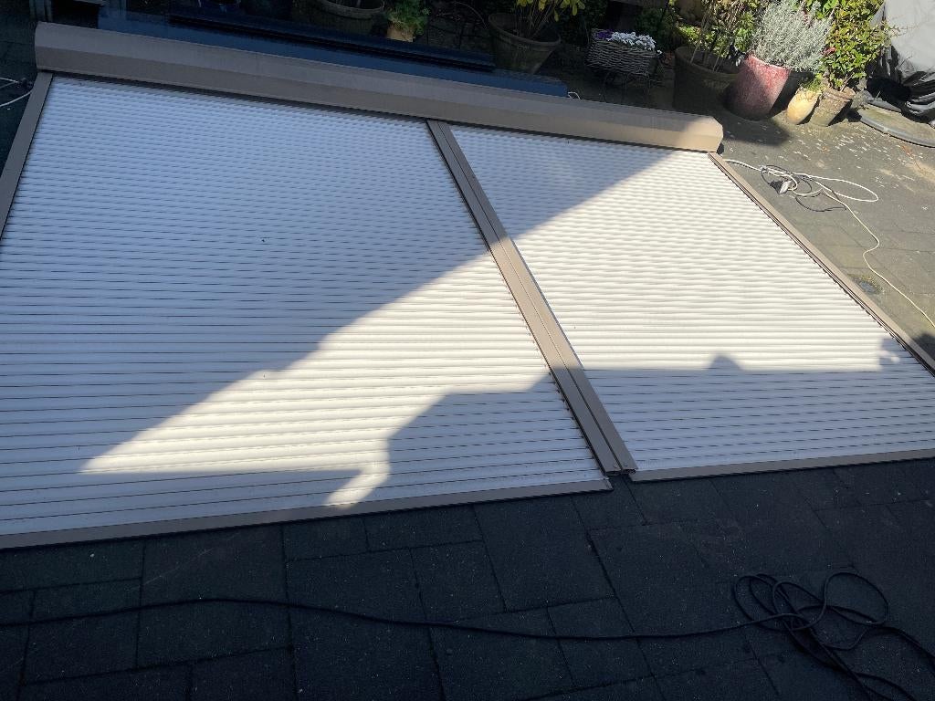 zgan electrisch  duo rolluik breed 3.58,3 x 2.47 mtr hoog, Doe-het-zelf en Verbouw, Rolluiken, Zo goed als nieuw, 200 cm of meer