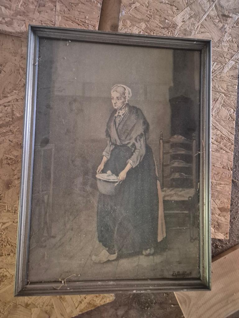 Drie diverse schilderijen: portret, landschap, interieur, Antiek en Kunst, Kunst | Schilderijen | Klassiek, Ophalen of Verzenden