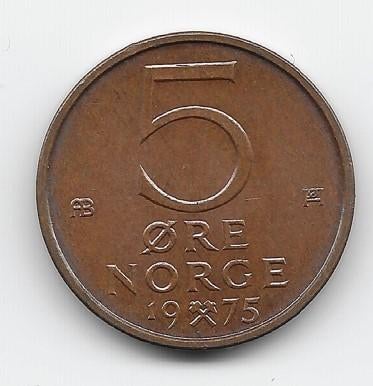 Noorwegen 5 øre 1975 KM# 415, Verzenden, Overige landen, Losse munt
