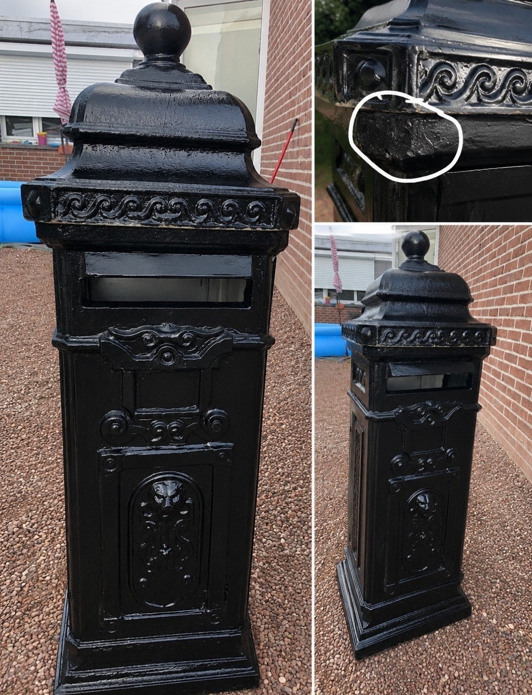 Te koop: Klassieke gietijzeren brievenbus, Tuin en Terras, Brievenbussen, Ophalen, Gebruikt, Beton, Staande brievenbus