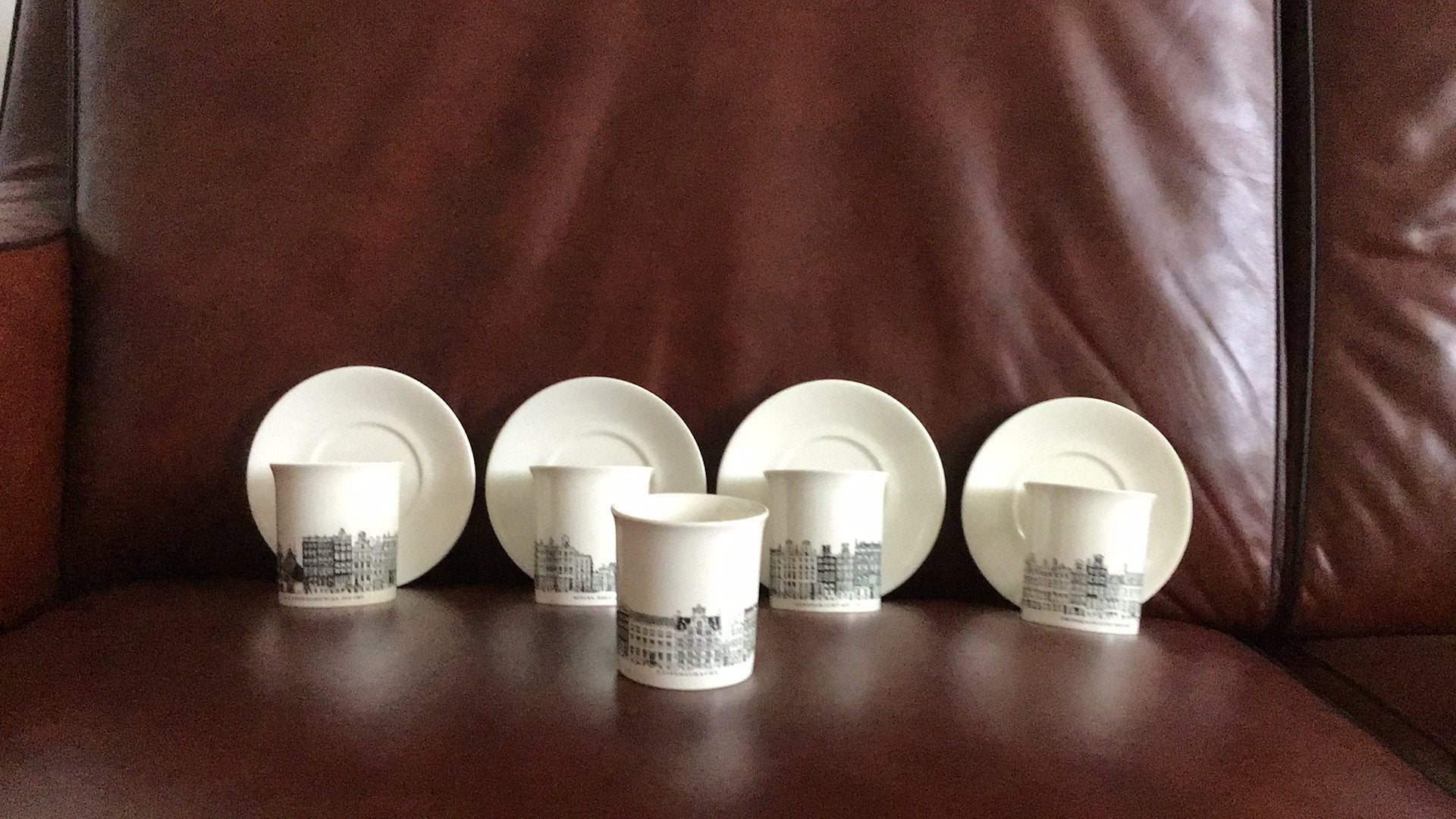 Villery&Boch” Amsterdamse grachten” kop en schotels en lepel, Ophalen of Verzenden