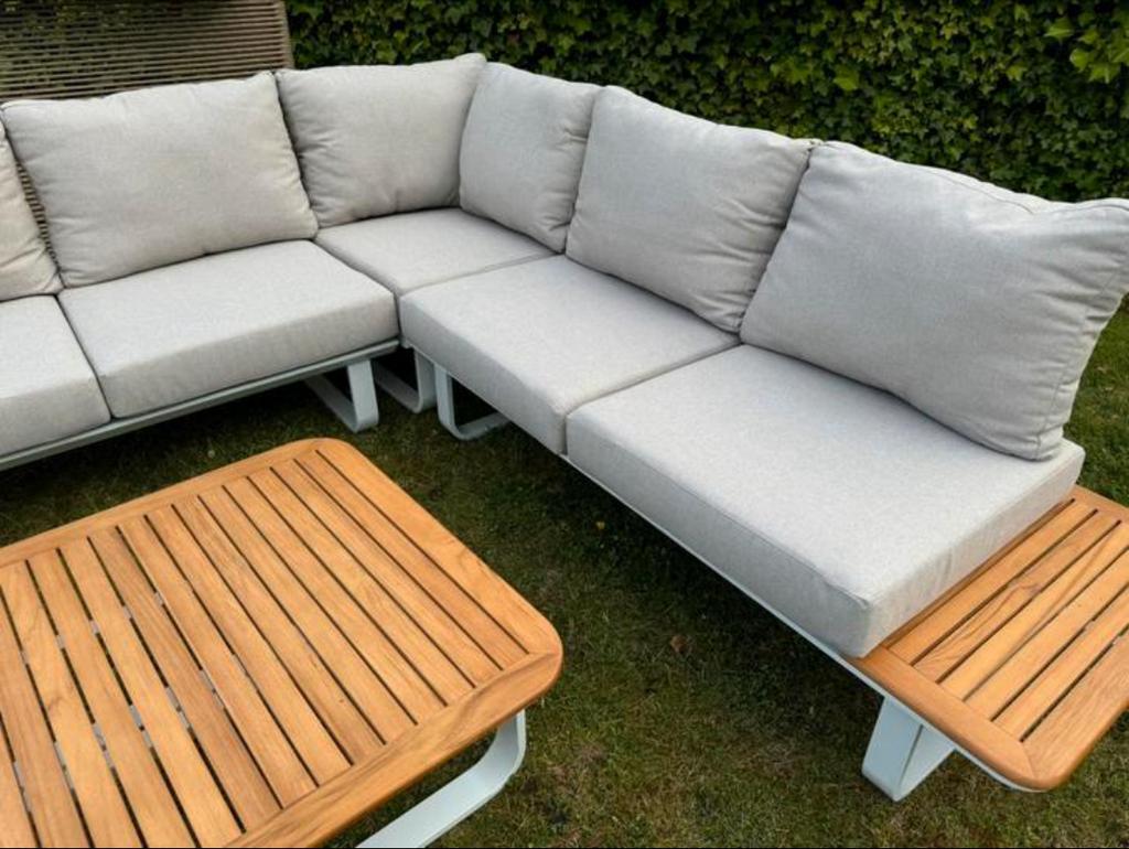 Tuinset Capri loungebank loungeset hoekbank teak aluminium, Tuin en Terras, Ophalen of Verzenden, Nieuw, Aluminium