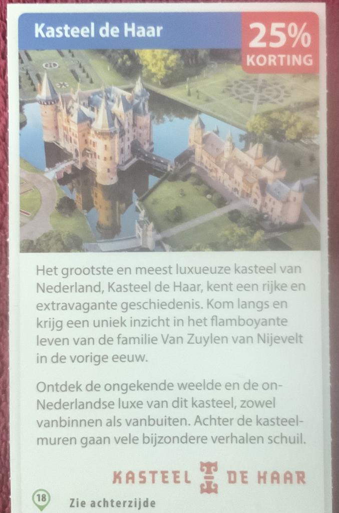 Kasteel de Haar in Haarzuilens Voordeelbon, Tickets en Kaartjes, Drie personen of meer, Museumbon