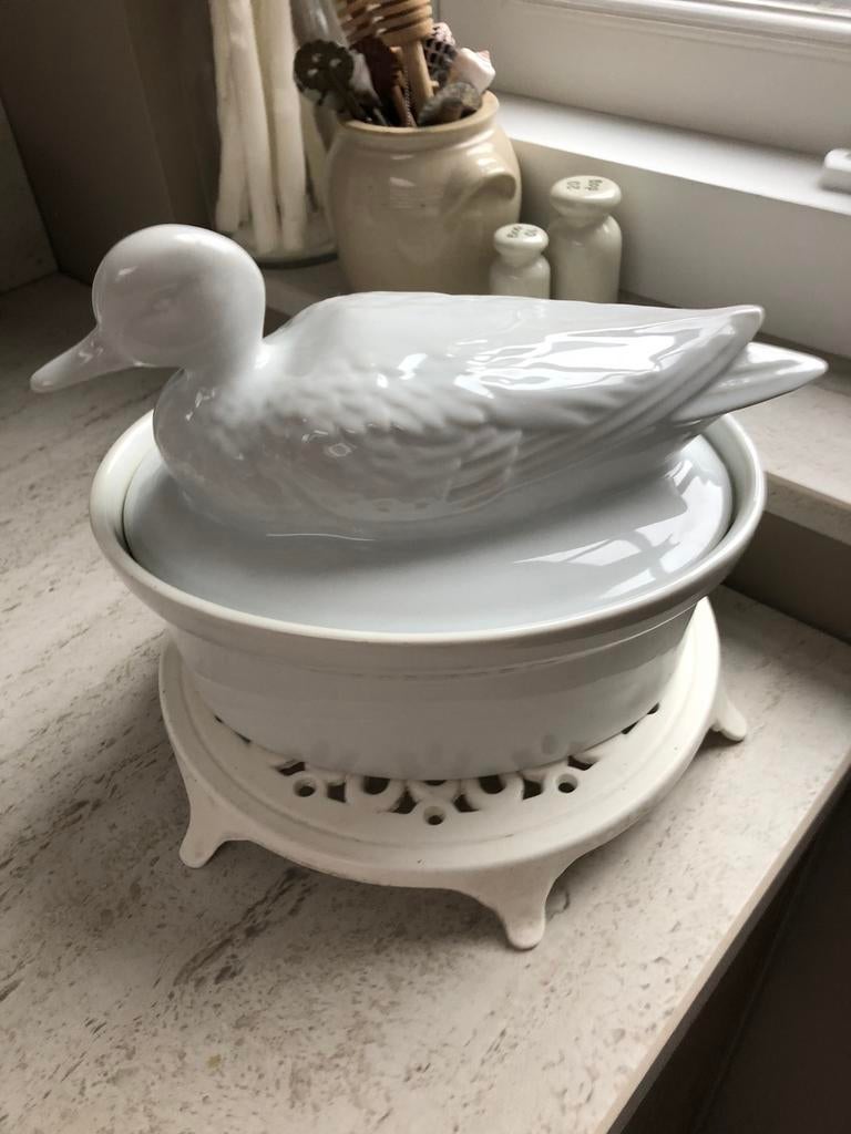 Brocante grote eend  terinne ( pate terinne ), Ophalen of Verzenden