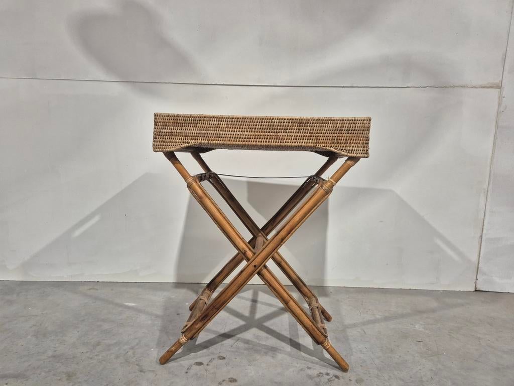 Vintage rotan butler tafel opklapbaar. , Ophalen of Verzenden, Onbekend, Onbekend, Onbekend
