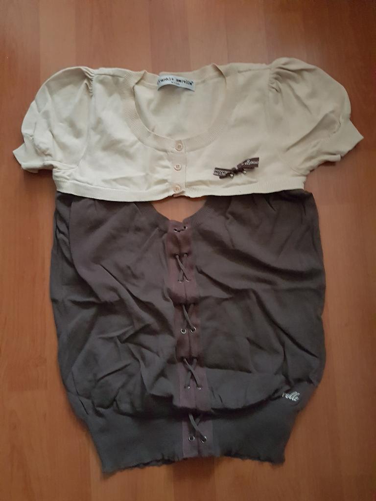 Frankie Morello apart bruin beige topje - M, Maat 38/40 (M), Beige, Ophalen of Verzenden, Frankie Morello