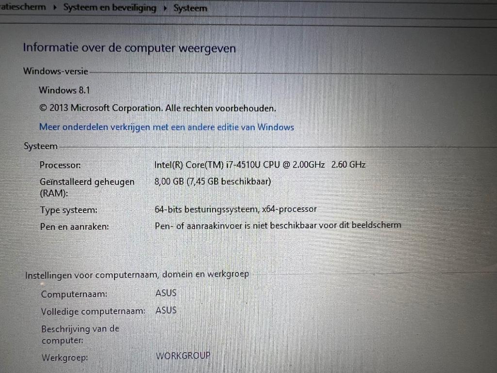 Asus F555L 15.6 inch Intel i7 Windows 8.1 Batterij Defect, Gebruikt, 2 tot 3 Ghz, ASUS, Ophalen of Verzenden
