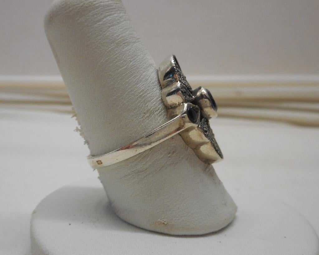 zilveren vintage ring met stenen maat 17.25 nr.532, Verzenden, Zo goed als nieuw, 17 tot 18, Dame