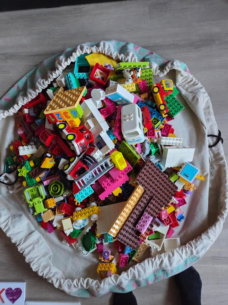 Duplo stenen in handige dichtknoop zak, Kinderen en Baby's, Speelgoed | Duplo en Lego, Ophalen, Gebruikt, Losse stenen, Duplo