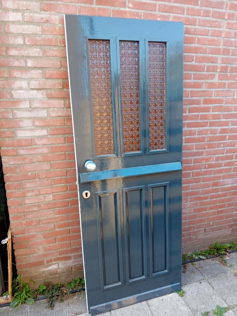 Hardhouten voordeur 81.5x209.7  bh120 zeer mooie deur, Ophalen, 80 tot 100 cm, 200 tot 215 cm, Glas