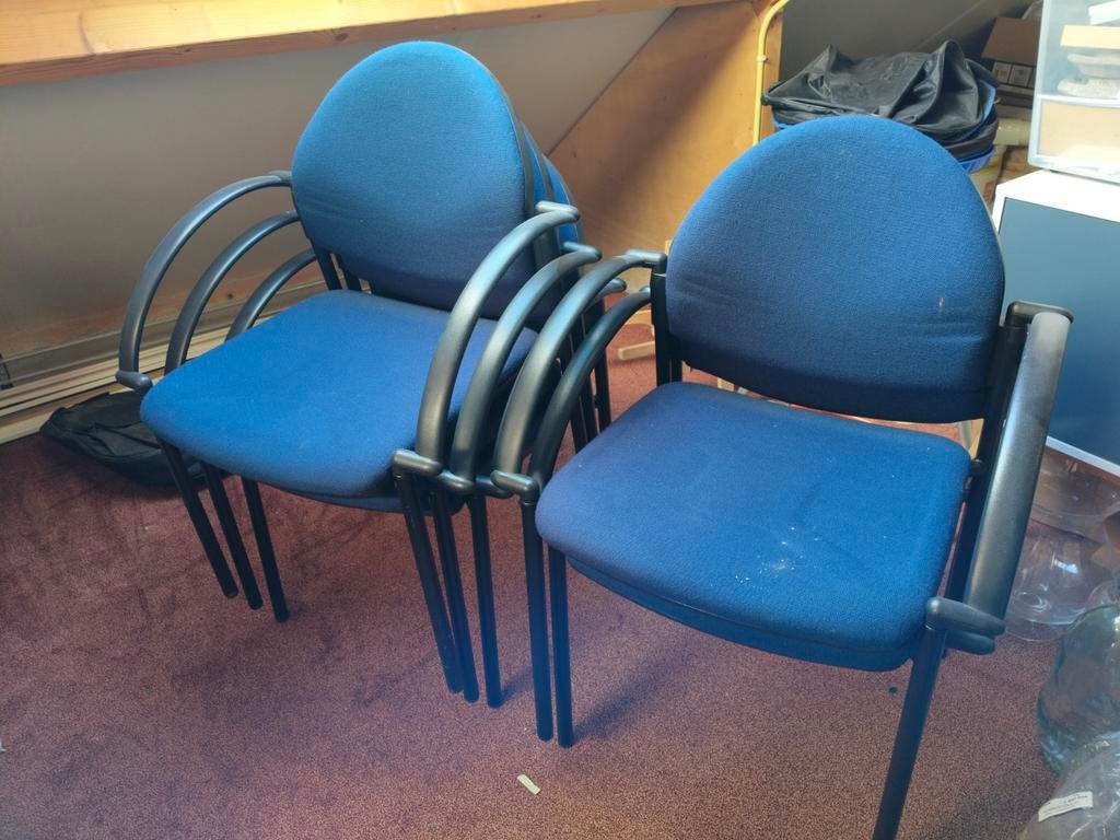 Set van 5 blauwe stoelen, Huis en Inrichting, Ophalen, Gebruikt, Blauw, Stof
