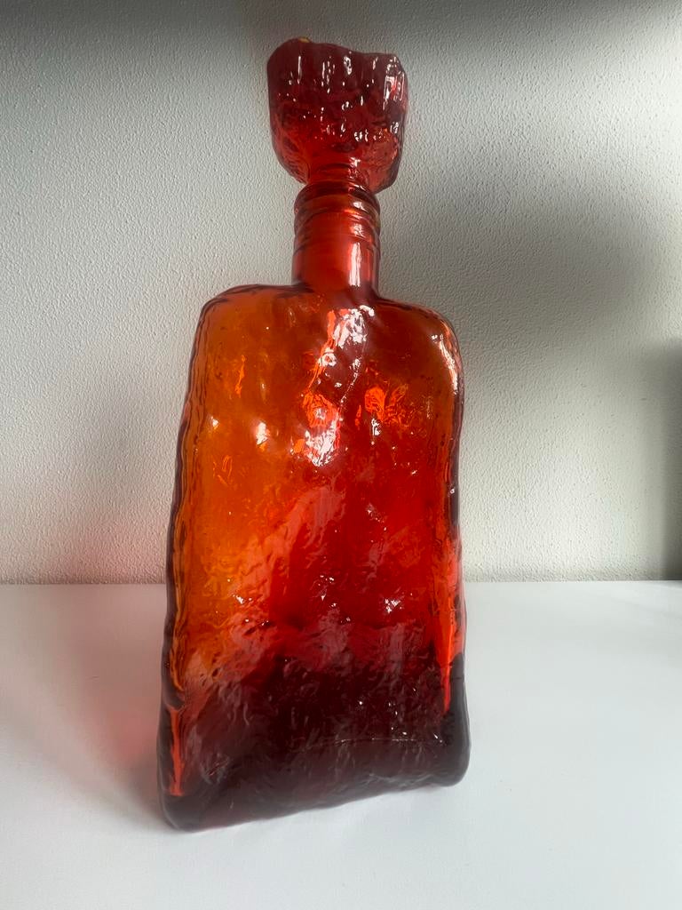 Empoli vintage  karaf met schors structuur - jaren 60, Antiek en Kunst, Ophalen of Verzenden