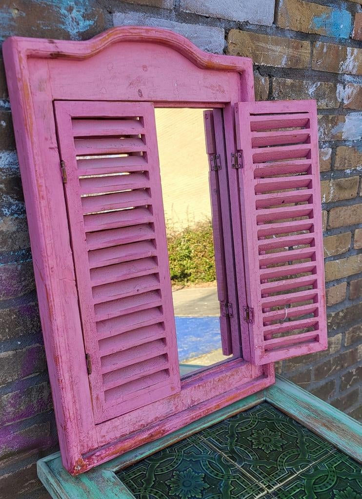 Ibiza/India/Roze/Luikspiegel/Louvredeur, Antiek en Kunst, Ophalen of Verzenden