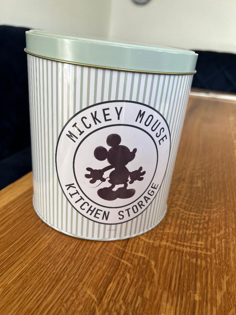 Groot Mickey Mouse kitchen storage groen gestreept blik zgan, Verzamelen, Blikken, Ophalen of Verzenden, Zo goed als nieuw, Overige