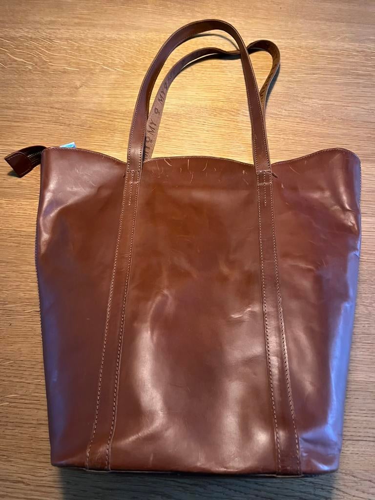 Laptop/ ruime A-4 tas van MYoMy/ My Paper Bag bruin leer, Sieraden, Tassen en Uiterlijk, Tassen | Damestassen, Zo goed als nieuw