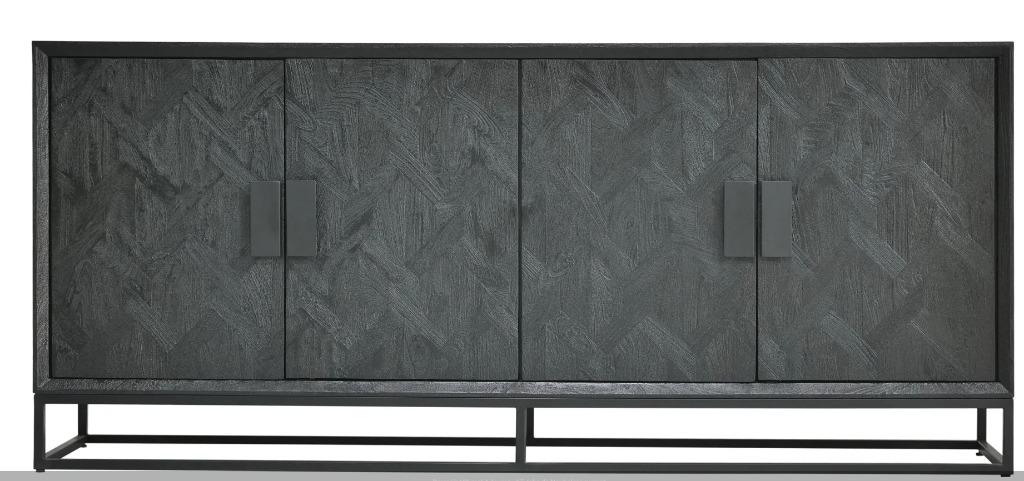Dressoir Newcastle 195 cm | Black | Nu Extra Voordelig!, Huis en Inrichting, Kasten | Dressoirs, Overige houtsoorten, Met deur(en)