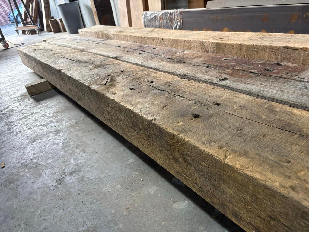 Oud eiken balken meubel hout zonder teer, Ophalen, Gebruikt, Eiken, 250 tot 300 cm