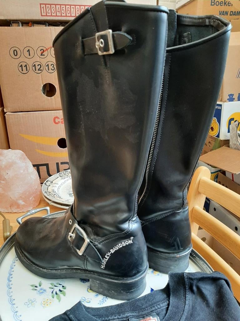 Harley Davidson Leren Laarzen Dames Maat 40, Hoge laarzen, Harley Davidson, Zwart, Ophalen of Verzenden