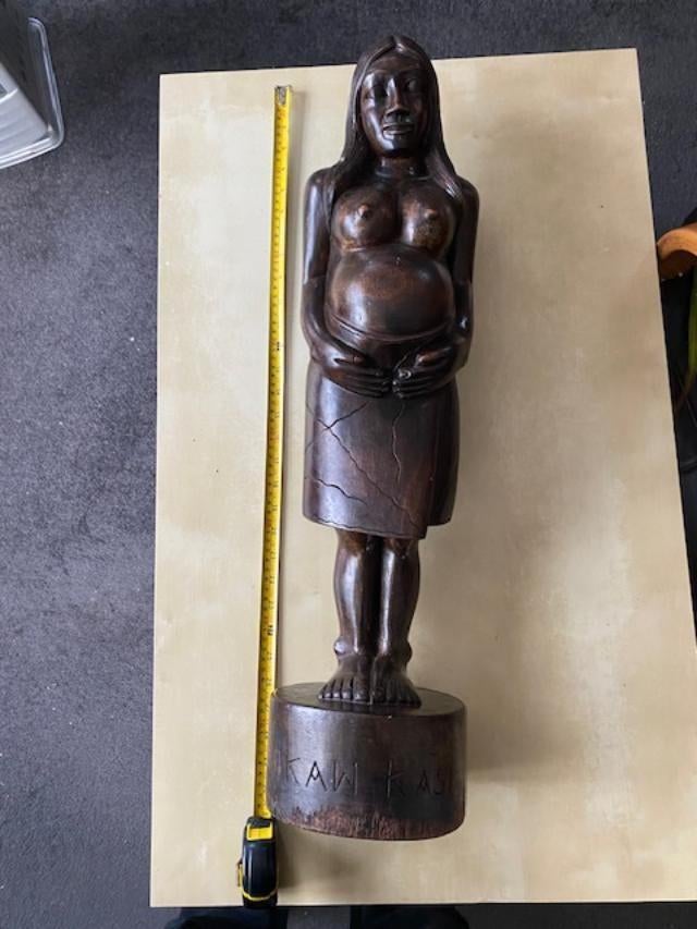Houten beeld van zwangere vrouw, Ophalen of Verzenden