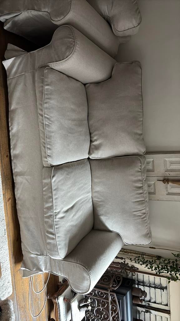 Ektorp 2 zitsbank grijs/ beige, Huis en Inrichting, Ophalen, Tweepersoons, 75 tot 100 cm, Zo goed als nieuw