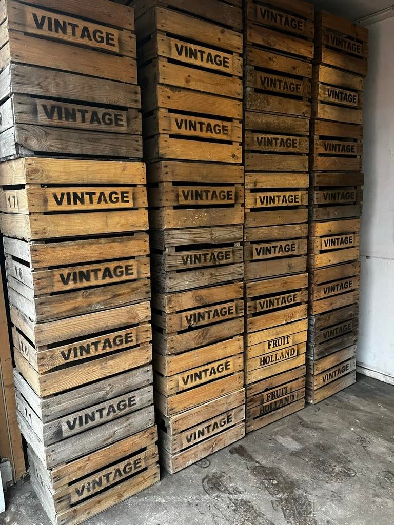 A+++ Vintage Fruitkisten - Authentieke Houten Kisten, Huis en Inrichting, Woonaccessoires | Kisten, Gebruikt, Minder dan 50 cm