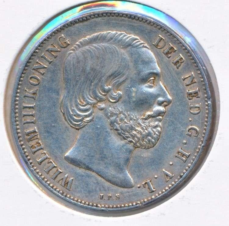 Nederland 1 Gulden 1854 Willem 3, 1 gulden, Koning Willem III, Zilver, Ophalen of Verzenden