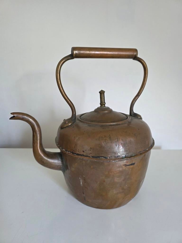 Antieke brocante koperen ketel haal pot koper waterketel, Ophalen of Verzenden