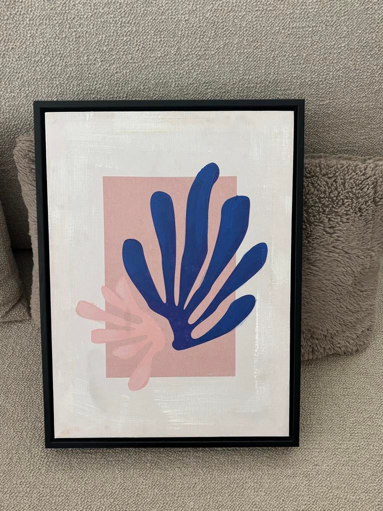 Abstract Schilderij met Blauwe  Rose Vormen, Ophalen of Verzenden