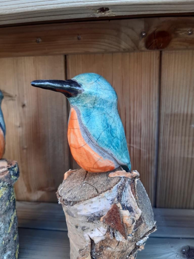 ijsvogel keramiek raku ijsvogeltje beeld, Ophalen of Verzenden