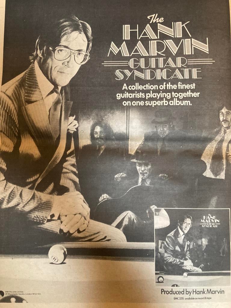 HANK MARVIN Guitar Syndicate A3 advertentie SHADOWS, Ophalen of Verzenden