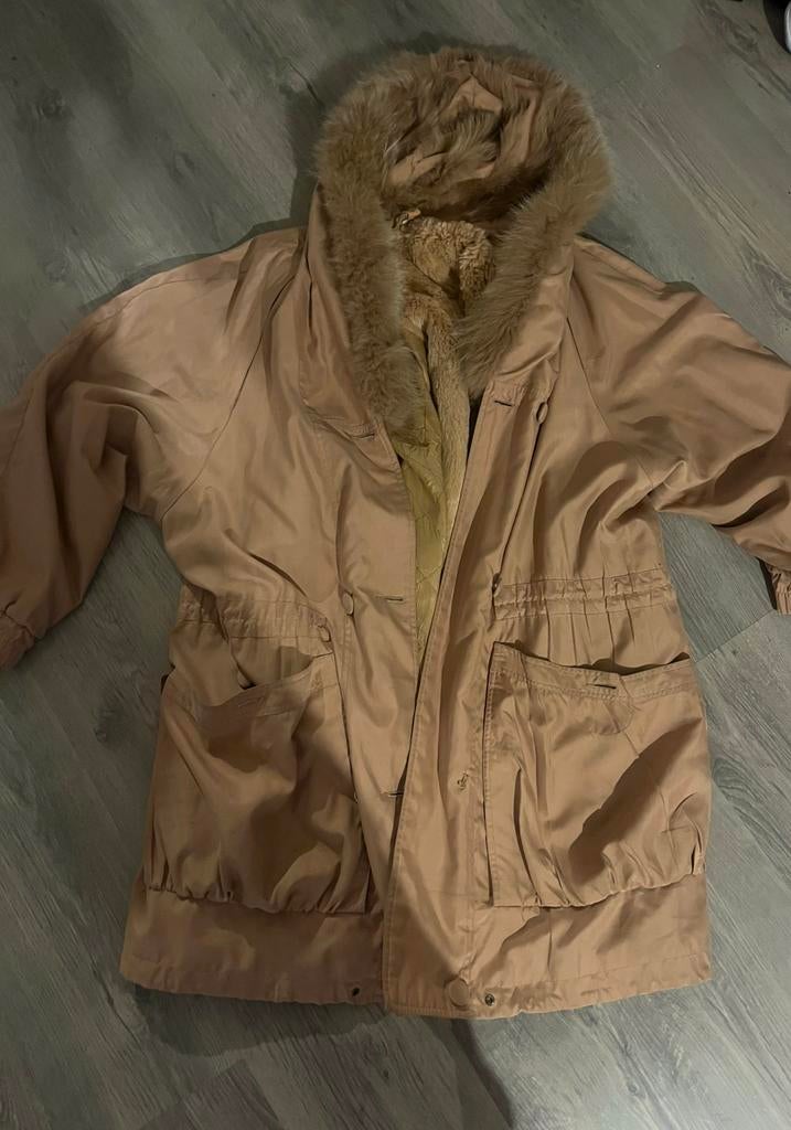 Vintage Parka Bontkraag 80/90 jaren Oversized valt als L /XL, Ophalen of Verzenden, Zo goed als nieuw