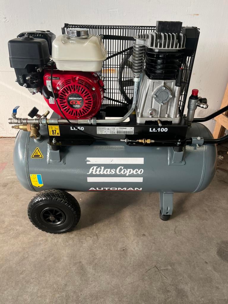 Atlas copco Automan met benzine motor en 100 liter tank, Ophalen