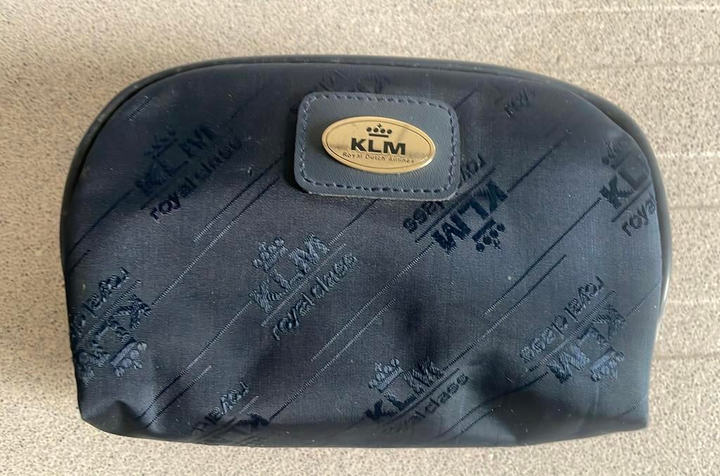 KLM Royal Dutch Airlines vintage toilettas etui blauw, Ophalen of Verzenden, Zo goed als nieuw, Overige typen