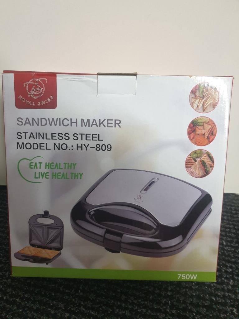 Royal Swiss Sandwich Maker HY-809 - Nieuwstaat!, Witgoed en Apparatuur, Ophalen of Verzenden, Uitneembare platen, Nieuw