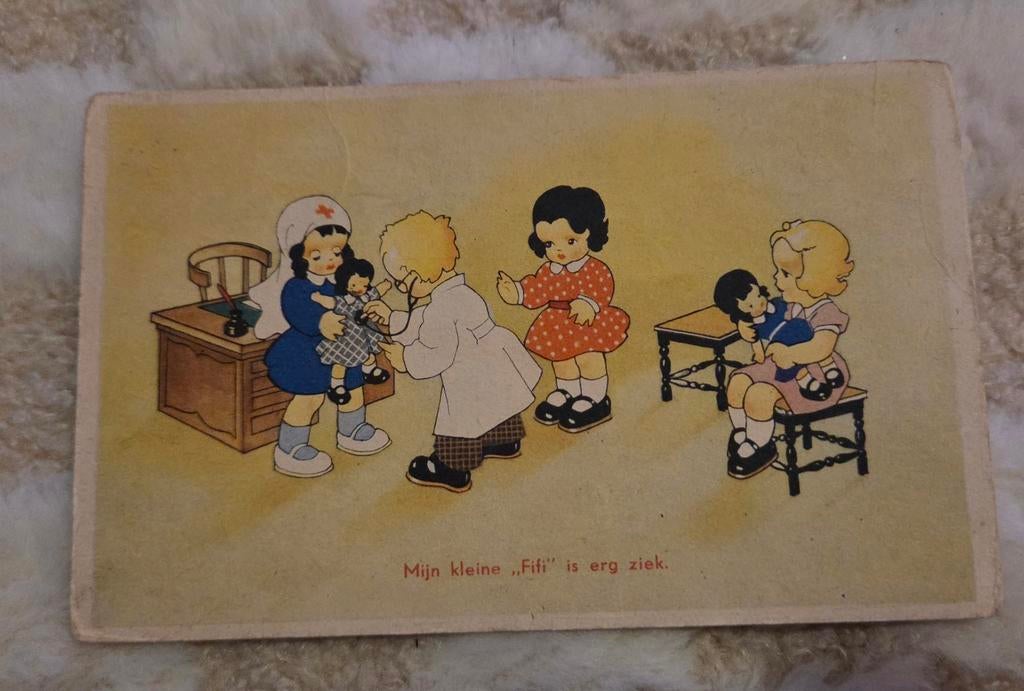 Kinderen spelen doktertje, Verzenden, 1940 tot 1960, Gelopen, Kinderen