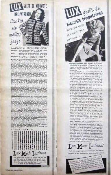36 vintage advertenties breipatronen knippatronen 37-47, Verzamelen, Ophalen of Verzenden, Gebruikt, Reclamebord
