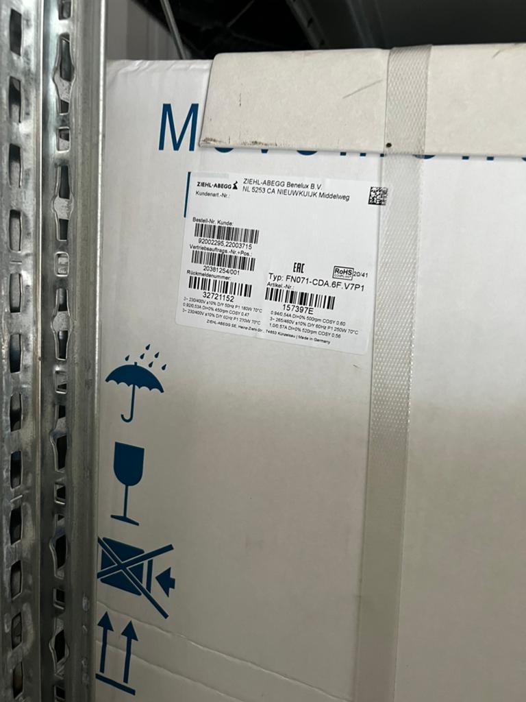 ZIEHL-ABEGG Ventilator FN071-CDA.6F.V7P1 Nieuw in Doos, Ophalen of Verzenden