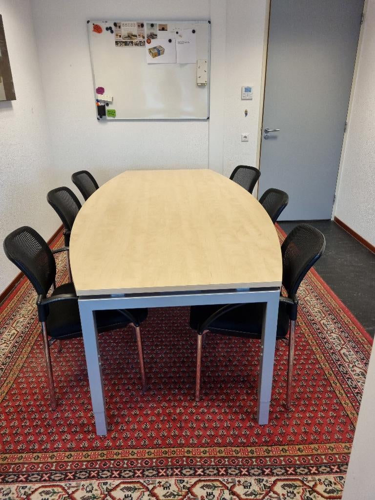 Vergadertafel met stoelen, Huis en Inrichting, Tafels | Eettafels, Ophalen, Gebruikt, 100 tot 150 cm, 200 cm of meer