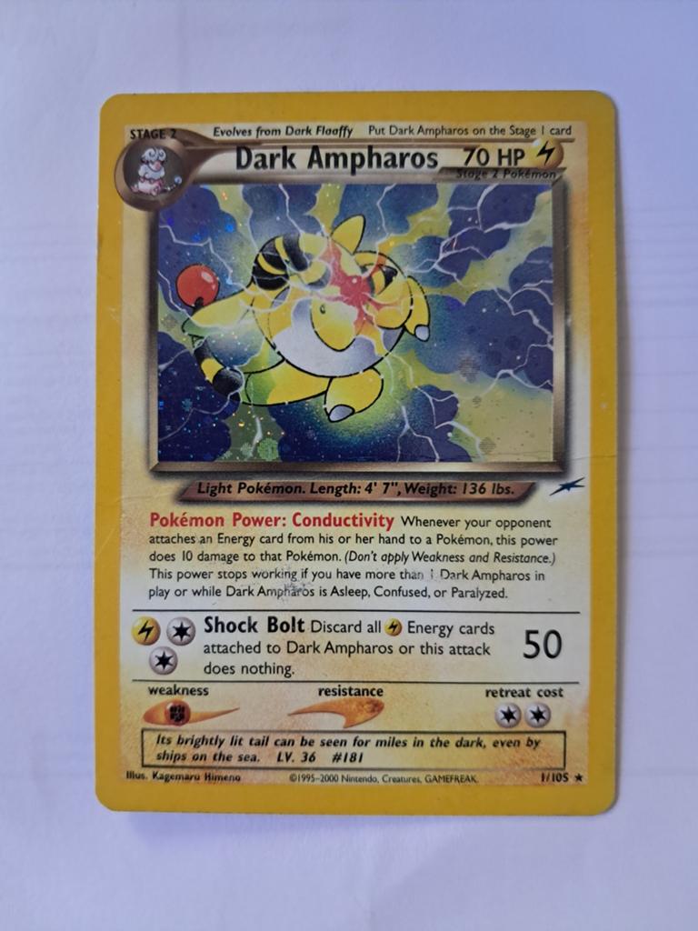 Dark Ampharos 1/105 Neo Revelation, Ophalen of Verzenden, Zo goed als nieuw, Losse kaart, Foil