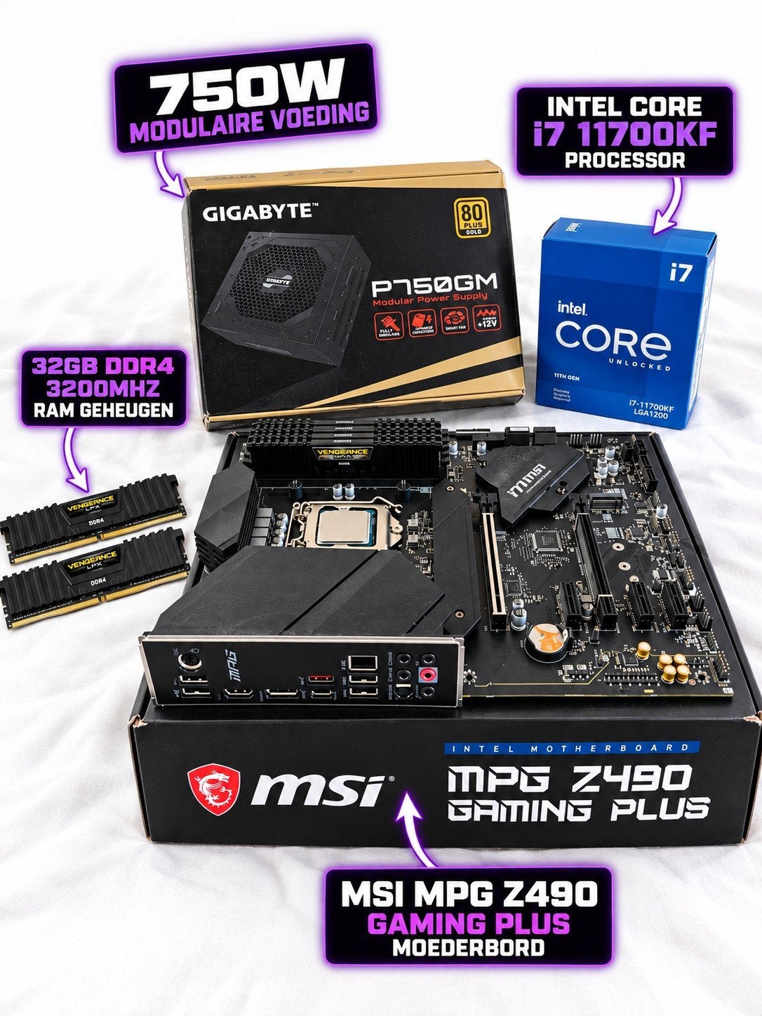 Gaming Starter Pack: i7-11700KF, msi Z490, 32GB Ram, Ophalen, Gebruikt